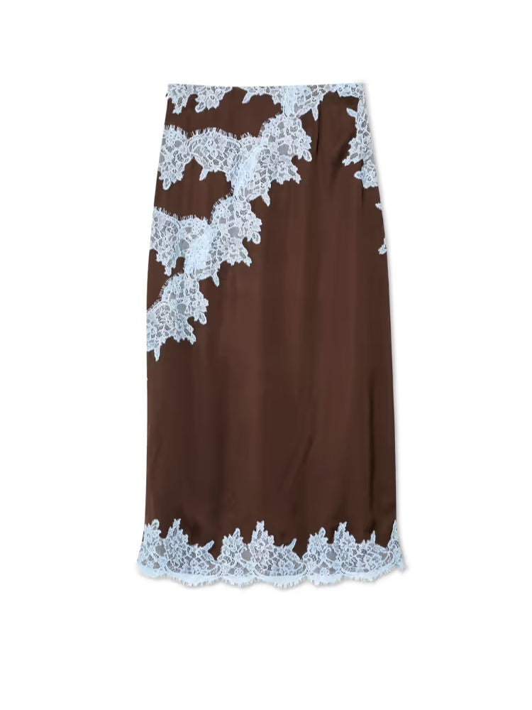 Women's Brown Maxi Dress V Neck Halter Tie Dye Print Side Slit Flowing Style