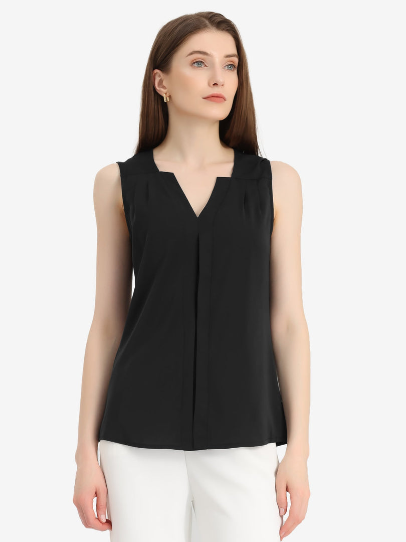 Women's Blouses V Neck Sleeveless Relaxed Flowing Tank Top Style