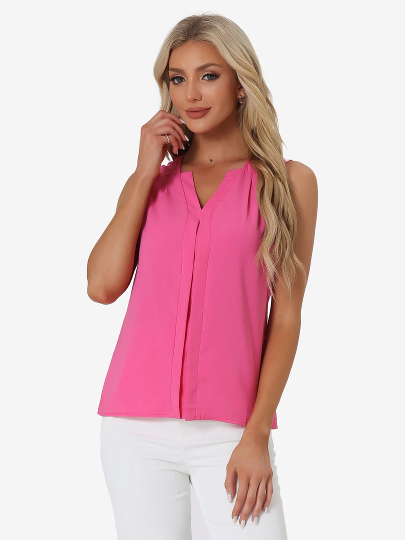 Women's Blouses V Neck Sleeveless Relaxed Flowing Tank Top Style