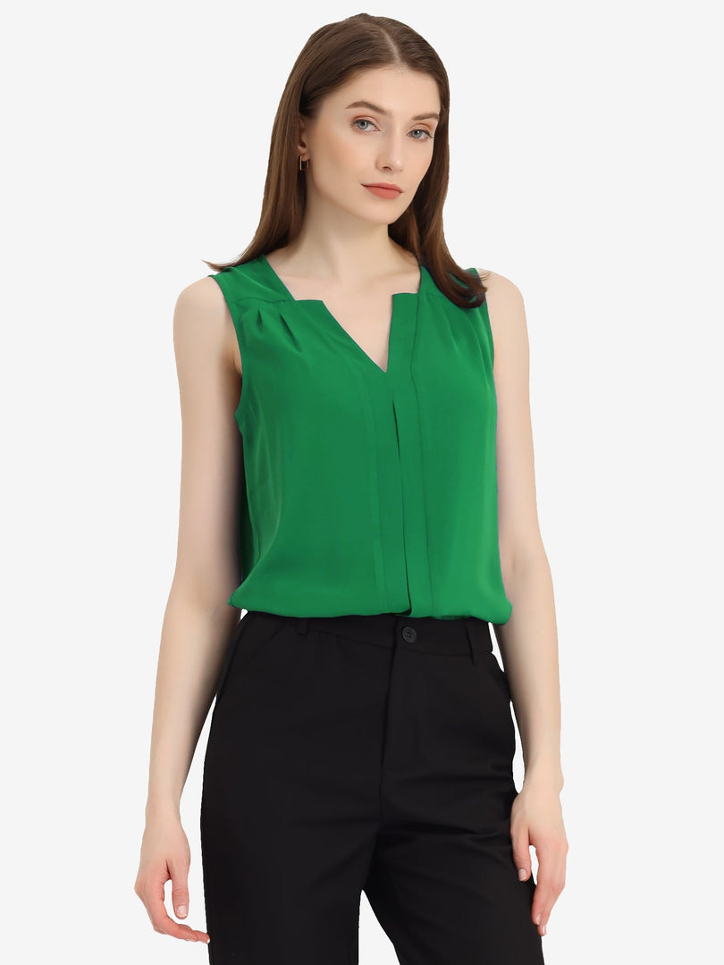 Women's Blouses V Neck Sleeveless Relaxed Flowing Tank Top Style