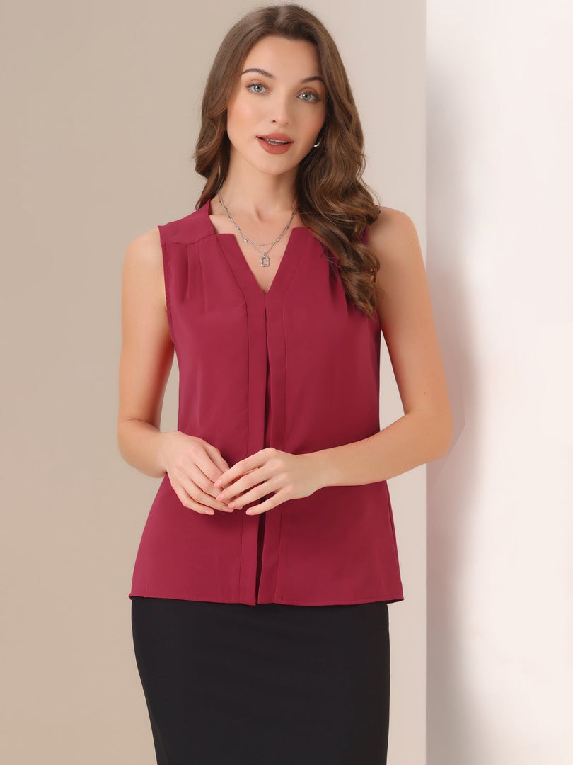 Women's Blouses V Neck Sleeveless Relaxed Flowing Tank Top Style