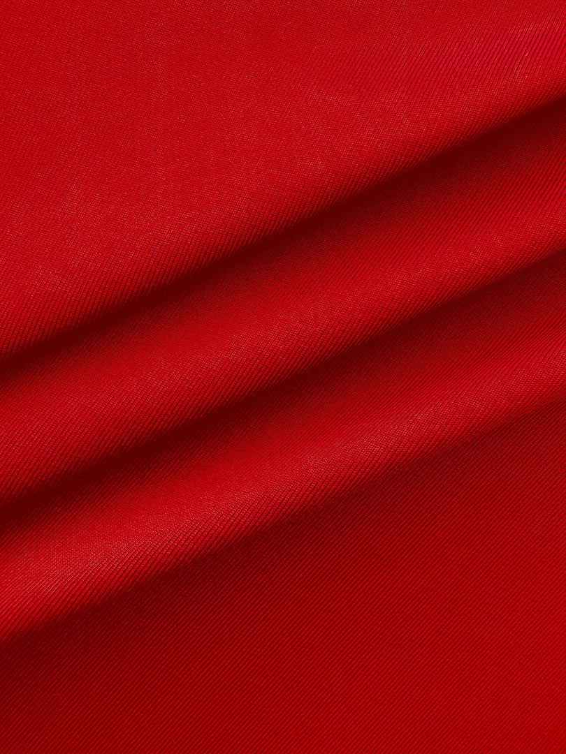 Women's Red Midi Dress Crew Neck Sleeveless Twist Waist High Low Hem