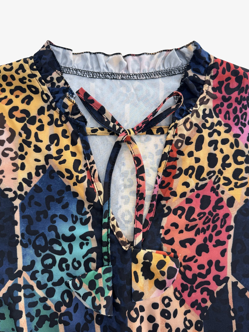 Women's Mini Dress V Neck Long Sleeve Tiered Flowy Style