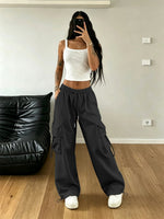 Load image into Gallery viewer, Women's Cargo Pants Drawstring Waist Wide Leg Style
