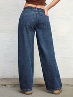 Load image into Gallery viewer, Women's Relaxed Blue Wide Leg Jeans Low Rise Flowing Style
