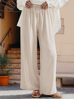 Load image into Gallery viewer, Women's Linen Wide Leg Pants High Waist Flowing Relaxed Casual Style
