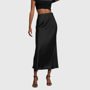 Women's Maxi Skirt High Waist Satin Bias Cut Slip Fitted Casual Going Out Style