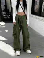 Load image into Gallery viewer, Women's Cargo Pants Drawstring Waist Wide Leg Style
