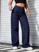 Load image into Gallery viewer, Women's Wide Leg Jeans High Waist Flowing Loose Fit Denim Style
