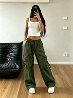 Load image into Gallery viewer, Women's Cargo Pants Drawstring Waist Wide Leg Style
