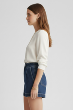 Load image into Gallery viewer, Women's Blue Denim Shorts Pleated Front Tailored Style
