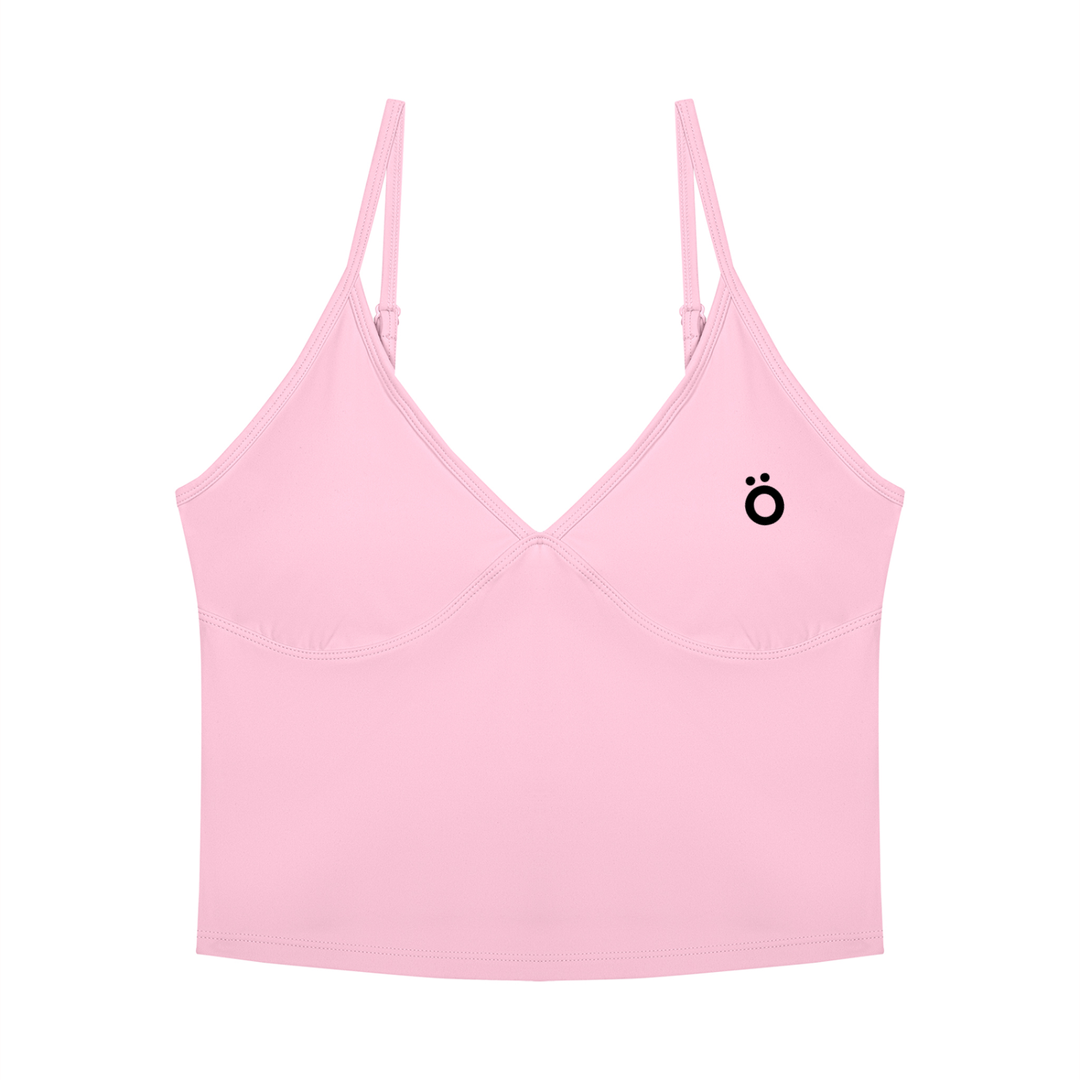 Tertia V-Neck Yoga Tank Top - Pink & White