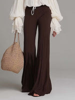 Load image into Gallery viewer, Women's Two Piece Set Lace Up Blouse Wide Leg Flare Pants Boho Style
