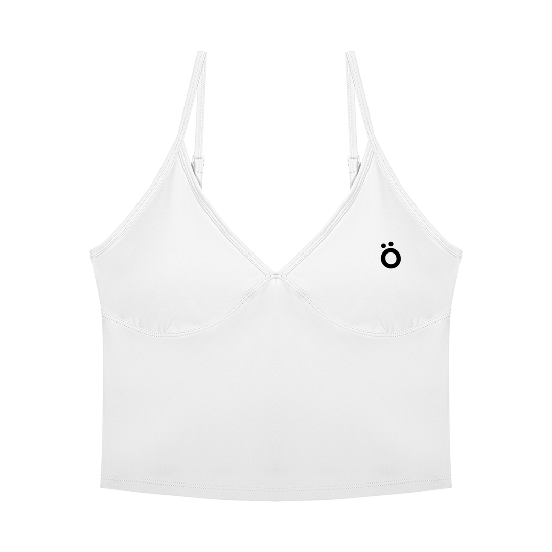 Tertia V-Neck Yoga Tank Top - Pink & White