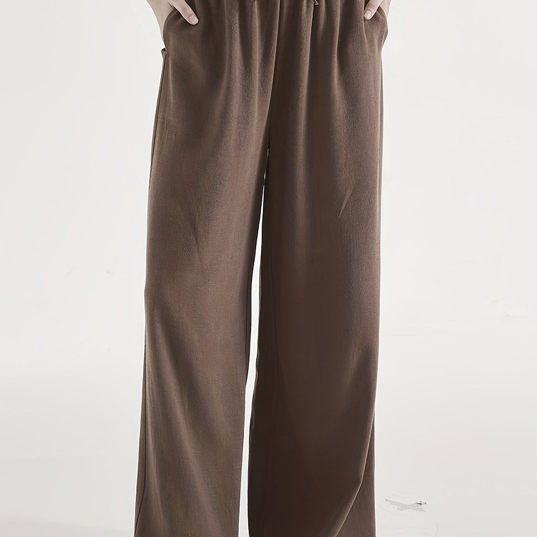 Women's Linen Wide Leg Pants High Waist Flowing Relaxed Casual Style