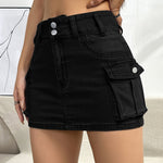 Load image into Gallery viewer, Women's Denim Mini Skirt High Waist Cargo Pocket Jean Skirt Street Style
