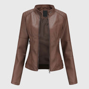 Women's Leather Jacket Button Front Collared Oversized Shacket Style