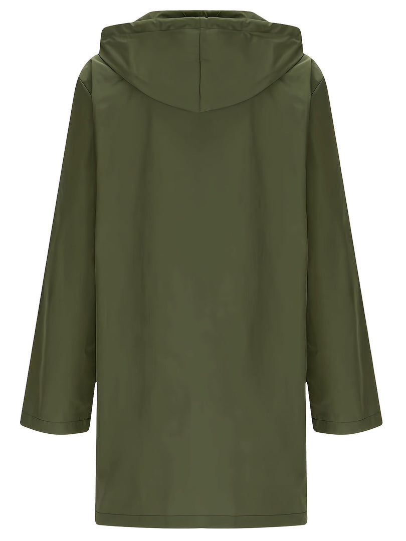 Women's Trench Coat Hooded Button Front Longline Pocket Style