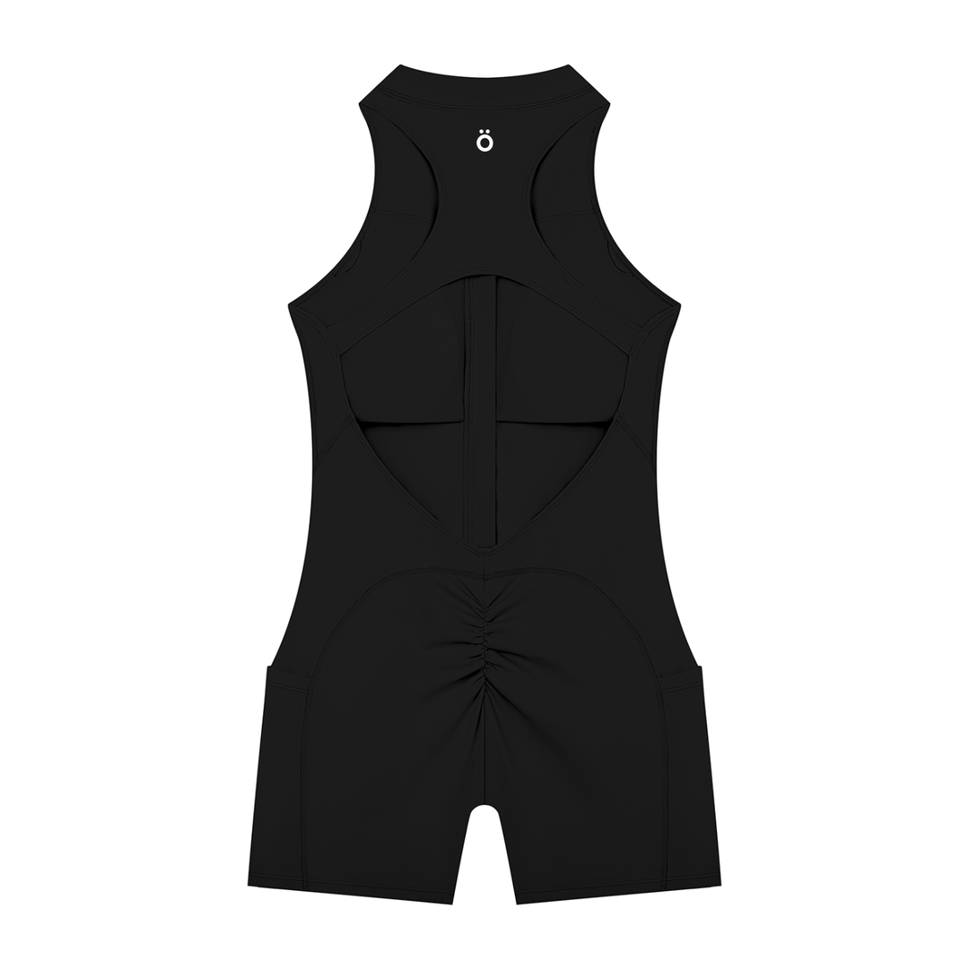 Minerva Quarter-Zip Yoga Romper - Dark Colors
