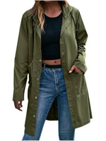 Load image into Gallery viewer, Women's Trench Coat Hooded Button Front Longline Pocket Style
