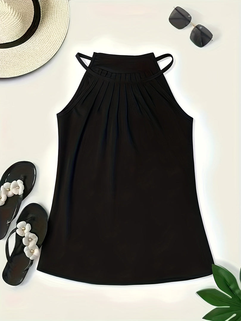 Women's Blouses Halter Neck Ruched Collar Sleeveless Backless Casual Summer Top Style