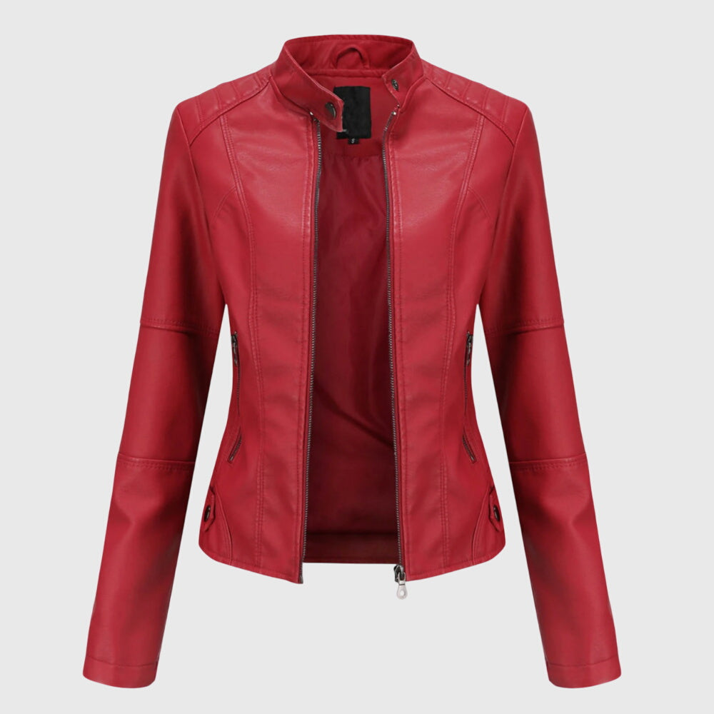 Women's Leather Jacket Button Front Collared Oversized Shacket Style