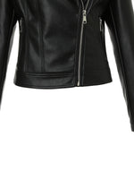 Load image into Gallery viewer, Women's Leather Moto Jacket Notch Lapel Asymmetric Zip Front Fitted Style
