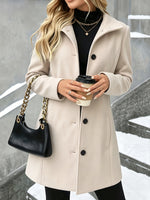 Load image into Gallery viewer, Women's Wool Coat Notch Collar Single Breasted Longline Style

