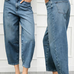 Load image into Gallery viewer, Women's Relaxed Blue Barrel Jeans High Waist Curved Leg
