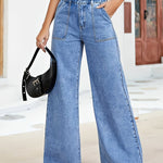 Load image into Gallery viewer, Women's Relaxed Sky Blue Wide Leg Jeans High Waist Baggy Style
