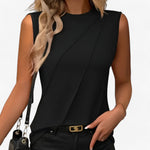 Load image into Gallery viewer, Women's Sleeveless Blouses Mock Neck Draped Relaxed Flowing Style
