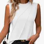 Load image into Gallery viewer, Women's Sleeveless Blouses Mock Neck Draped Relaxed Flowing Style
