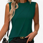 Load image into Gallery viewer, Women's Sleeveless Blouses Mock Neck Draped Relaxed Flowing Style
