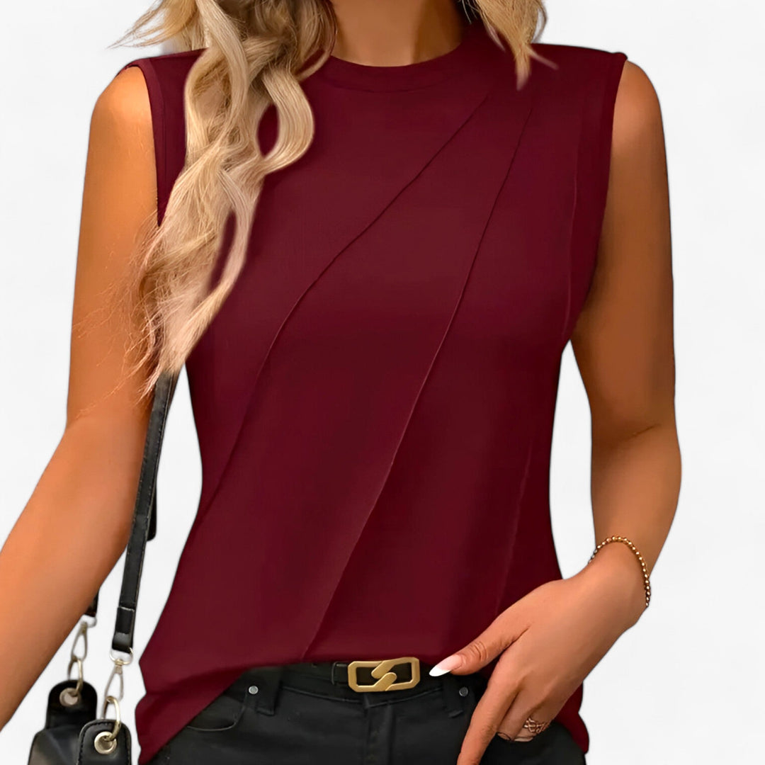 Women's Sleeveless Blouses Mock Neck Draped Relaxed Flowing Style