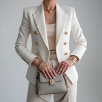 Load image into Gallery viewer, Women's Double Breasted Blazer Long Sleeve Notch Lapel Gold Button
