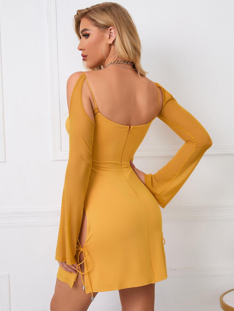 Cold Shoulder Lace Up Cut Out Dress | Wedding Guest Dress