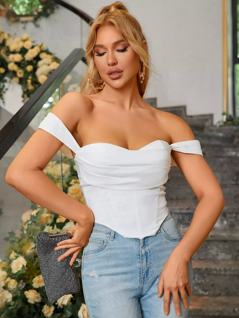 Cowl Neck Strap Corset Top | Cocktail Party Top