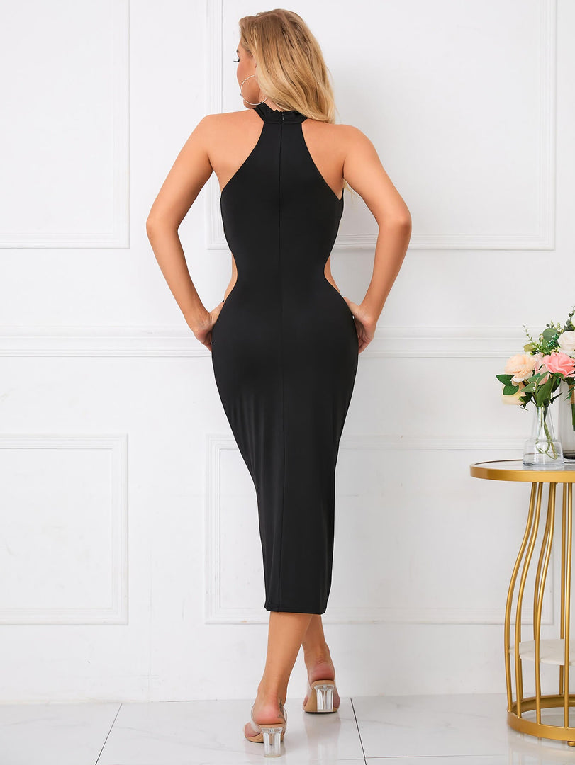 Cut Out Zip Back Halter Bodycon Dress | Homecoming Dress, Cocktail Dress