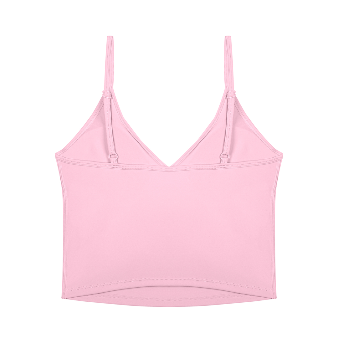 Tertia V-Neck Yoga Tank Top - Pink & White