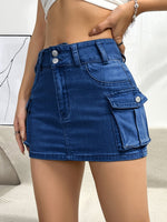 Load image into Gallery viewer, Women's Denim Mini Skirt High Waist Cargo Pocket Jean Skirt Street Style
