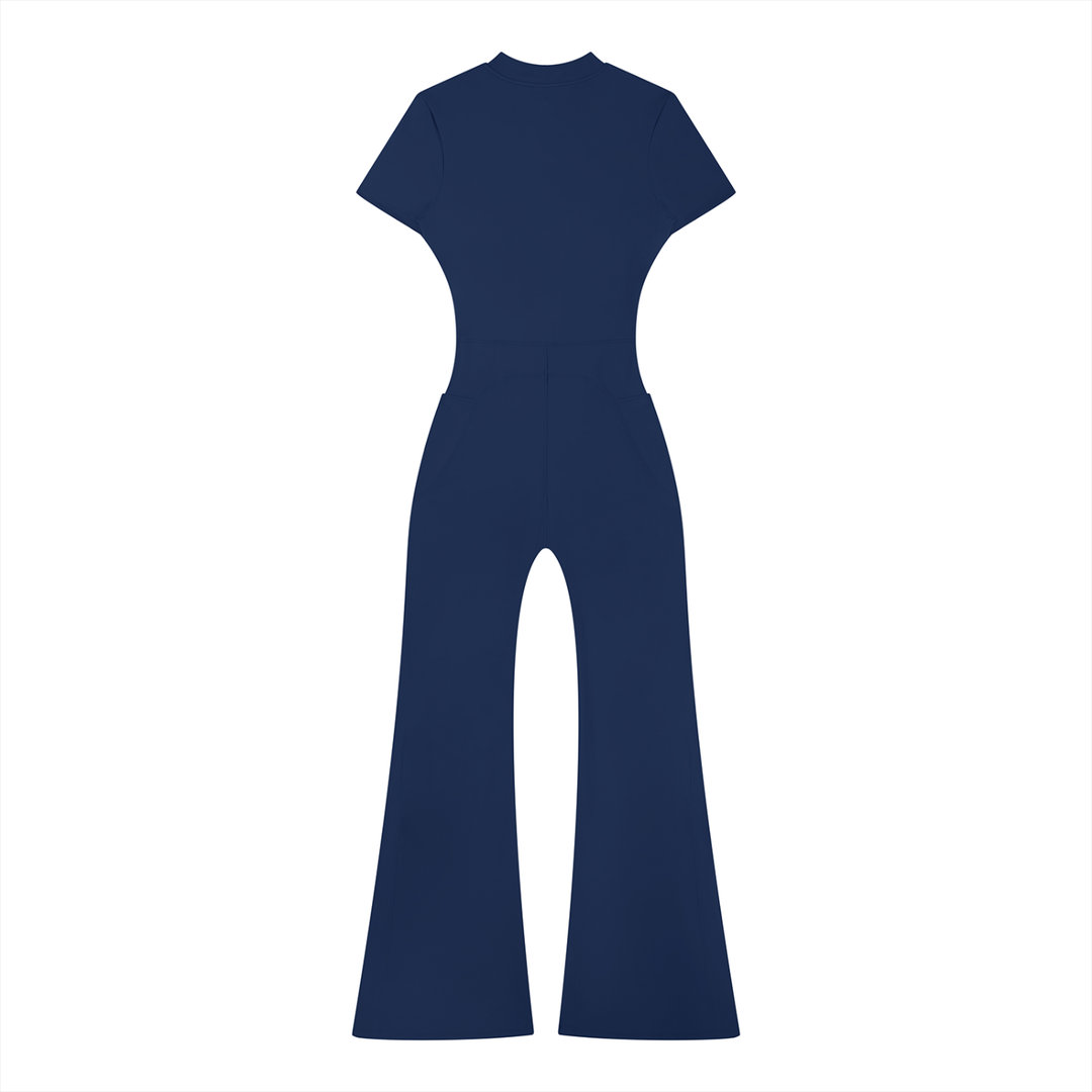 Nova Flared Leg Quarter-Zip Jumpsuit