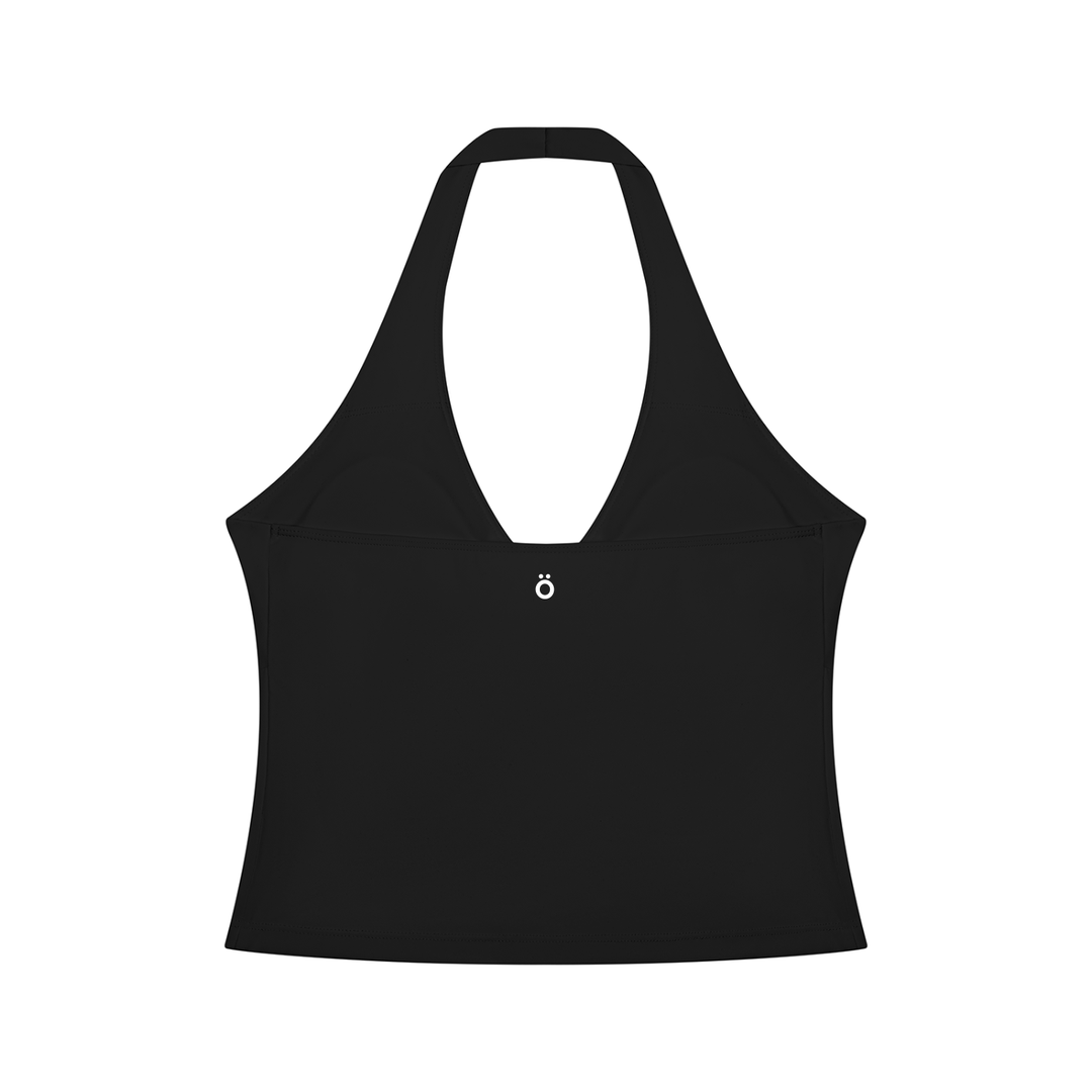 Albina Ruched Halter Yoga Tank Top - In Black