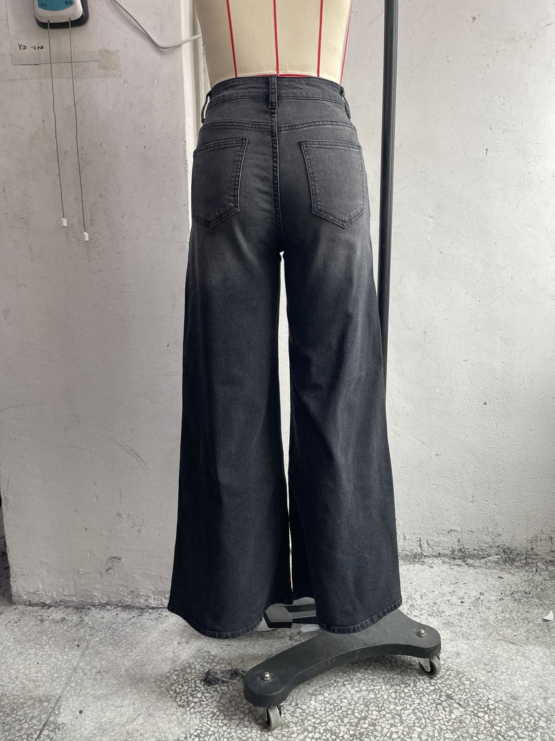 Women's Relaxed Blue Wide Leg Jeans High Waist Flowing Style