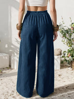 Load image into Gallery viewer, Women's Linen Wide Leg Pants High Waist Pocket Flowing Relaxed Casual Style
