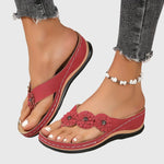 Load image into Gallery viewer, Women's Wedge Sandals Floral Strap Flip Flop Style
