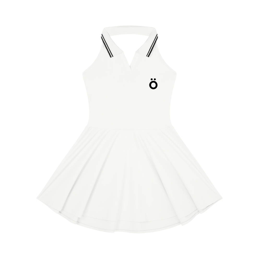 Lucia Collared Halter A-Line Tennis One Piece Dress - In White