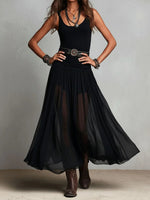 Load image into Gallery viewer, Women's Maxi Skirt High Waist Sheer Overlay Flowing Formal Style
