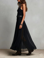 Load image into Gallery viewer, Women's Maxi Skirt High Waist Sheer Overlay Flowing Formal Style
