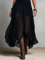 Load image into Gallery viewer, Women's Maxi Skirt High Waist Sheer Overlay Flowing Formal Style
