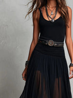 Load image into Gallery viewer, Women's Maxi Skirt High Waist Sheer Overlay Flowing Formal Style
